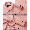Men’s Dress Shirts Long Sleeve Wrinkle Free Business Button Down Shirt(Coral)