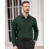 Men’s Dress Shirts Long Sleeve Wrinkle Free Business Button Down Shirt(Dark Green)