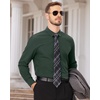 Men’s Dress Shirts Long Sleeve Wrinkle Free Business Button Down Shirt(Dark Green)
