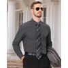 Men’s Dress Shirts Long Sleeve Wrinkle Free Business Button Down Shirt(Dark Grey)