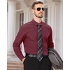 Men’s Dress Shirts Long Sleeve Wrinkle Free Business Button Down Shirt(Dark Red)
