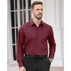 Men’s Dress Shirts Long Sleeve Wrinkle Free Business Button Down Shirt(Dark Red)
