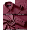Men’s Dress Shirts Long Sleeve Wrinkle Free Business Button Down Shirt(Dark Red)