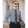 Men’s Dress Shirts Long Sleeve Wrinkle Free Business Button Down Shirt(Grey)