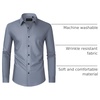 Men’s Dress Shirts Long Sleeve Wrinkle Free Business Button Down Shirt(Grey)