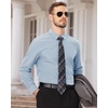 Men’s Dress Shirts Long Sleeve Wrinkle Free Business Button Down Shirt(Light Blue)