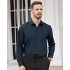Men’s Dress Shirts Long Sleeve Wrinkle Free Business Button Down Shirt(Navy Blue)