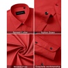 Men’s Dress Shirts Long Sleeve Wrinkle Free Business Button Down Shirt(Red)