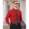 Men’s Dress Shirts Long Sleeve Wrinkle Free Business Button Down Shirt(Red)