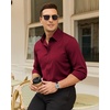 Mens Dress Shirts Odor Resistant Long Sleeve Button Down Shirt, Stretchy(Burgundy)
