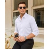 Mens Dress Shirts Odor Resistant Long Sleeve Button Down Shirt, Stretchy(Classic White)