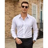 Mens Dress Shirts Odor Resistant Long Sleeve Button Down Shirt, Stretchy(Classic White)