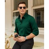 Mens Dress Shirts Odor Resistant Long Sleeve Button Down Shirt, Stretchy(Dark Green)