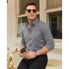 Mens Dress Shirts Odor Resistant Long Sleeve Button Down Shirt, Stretchy(Grey)
