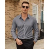 Mens Dress Shirts Odor Resistant Long Sleeve Button Down Shirt, Stretchy(Grey)