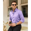 Mens Dress Shirts Odor Resistant Long Sleeve Button Down Shirt, Stretchy(Lavender)