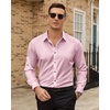 Mens Dress Shirts Odor Resistant Long Sleeve Button Down Shirt, Stretchy(Light Pink)