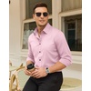 Mens Dress Shirts Odor Resistant Long Sleeve Button Down Shirt, Stretchy(Light Pink)