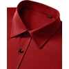Mens Dress Shirts Odor Resistant Long Sleeve Button Down Shirt, Stretchy(Red)