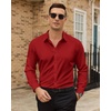 Mens Dress Shirts Odor Resistant Long Sleeve Button Down Shirt, Stretchy(Red)