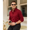 Mens Dress Shirts Odor Resistant Long Sleeve Button Down Shirt, Stretchy(Red)