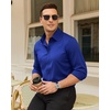 Mens Dress Shirts Odor Resistant Long Sleeve Button Down Shirt, Stretchy(Royal Blue)