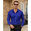 Mens Dress Shirts Odor Resistant Long Sleeve Button Down Shirt, Stretchy(Royal Blue)