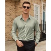 Mens Dress Shirts Odor Resistant Long Sleeve Button Down Shirt, Stretchy(Sage Green)
