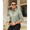 Mens Dress Shirts Odor Resistant Long Sleeve Button Down Shirt, Stretchy(Sage Green)