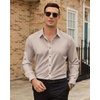 Mens Dress Shirts Odor Resistant Long Sleeve Button Down Shirt, Stretchy(Tan)