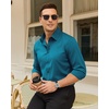 Mens Dress Shirts Odor Resistant Long Sleeve Button Down Shirt, Stretchy(Teal)