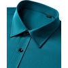 Mens Dress Shirts Odor Resistant Long Sleeve Button Down Shirt, Stretchy(Teal)