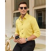 Mens Dress Shirts Odor Resistant Long Sleeve Button Down Shirt, Stretchy(Yellow)