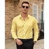 Mens Dress Shirts Odor Resistant Long Sleeve Button Down Shirt, Stretchy(Yellow)