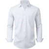 Mens Dress Shirts Wrinkle Free Stretch Long Sleeve Shirt Business Casual(White)