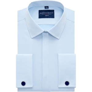Men’s Dress Shirts French Cuff Regular Fit Formal Tuxedo Cufflinks Shirt(Twilled Blue)