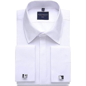 Men’s Dress Shirts French Cuff Regular Fit Formal Tuxedo Cufflinks Shirt(White)