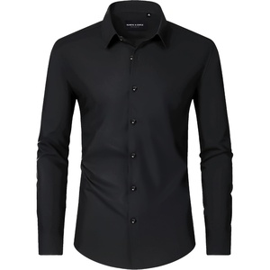 Men’s Dress Shirts Long Sleeve Wrinkle Free Business Button Down Shirt(Black)
