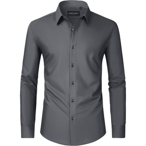 Men’s Dress Shirts Long Sleeve Wrinkle Free Business Button Down Shirt(Dark Grey)