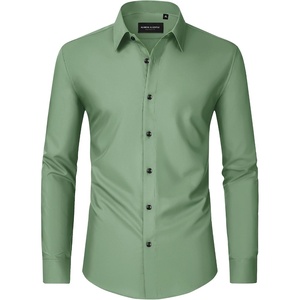 Men’s Dress Shirts Long Sleeve Wrinkle Free Business Button Down Shirt(Grayish Green)
