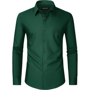 Men’s Dress Shirts Long Sleeve Wrinkle Free Business Button Down Shirt(Green)