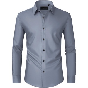 Men’s Dress Shirts Long Sleeve Wrinkle Free Business Button Down Shirt(Grey)