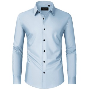 Men’s Dress Shirts Long Sleeve Wrinkle Free Business Button Down Shirt(Light Blue)