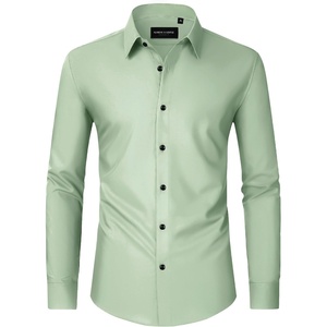Men’s Dress Shirts Long Sleeve Wrinkle Free Business Button Down Shirt(Light Green)