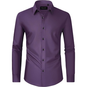 Men’s Dress Shirts Long Sleeve Wrinkle Free Business Button Down Shirt(Purple)