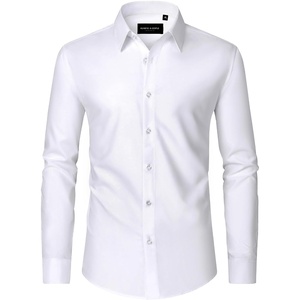 Men’s Dress Shirts Long Sleeve Wrinkle Free Business Button Down Shirt(Solid White)