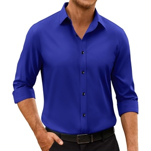 Mens Dress Shirts Odor Resistant Long Sleeve Button Down Shirt, Stretchy(Royal Blue)