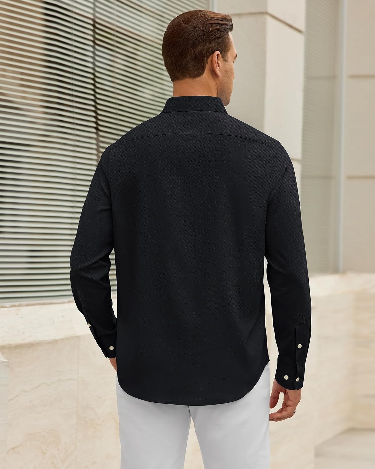 image:imageAlimens amp Gentle Mens Oxford Shirt Stretch Long Sleeve Button Down ShirtsBlack