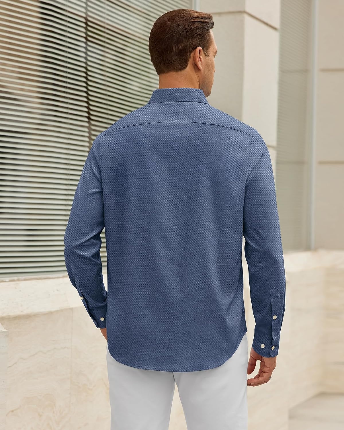image:imageAlimens amp Gentle Mens Oxford Shirt Stretch Long Sleeve Button Down ShirtsDusty Blue