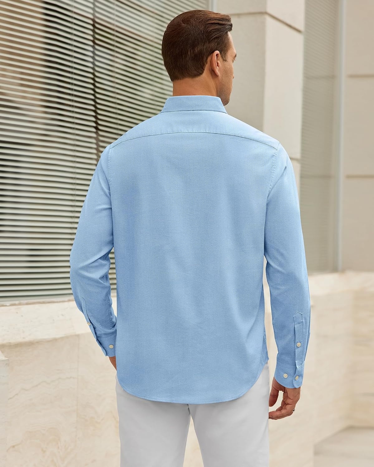 image:imageAlimens amp Gentle Mens Oxford Shirt Stretch Long Sleeve Button Down ShirtsLight Blue